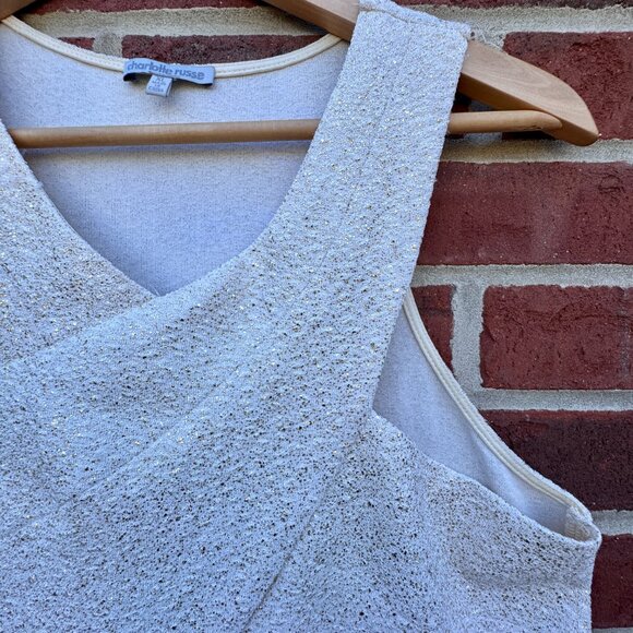 Charlotte Rouse Peplum Top XL Gold Sparkle Sleeveless Glam Coquette Going Out - Picture 2 of 9